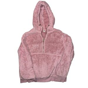 Old Navy Faux Fur Sherpa Half-Zip Hoodie – Pink/Lilac – Size L